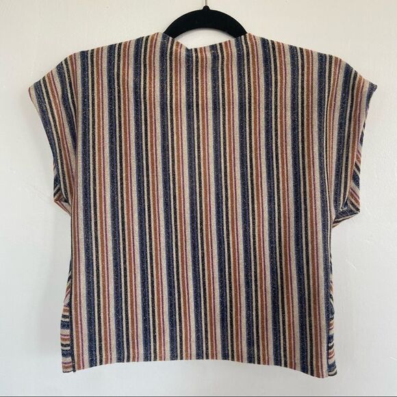 Zara Knotted Sparkly Striped Cropped Top Size Small - Picture 4 of 8